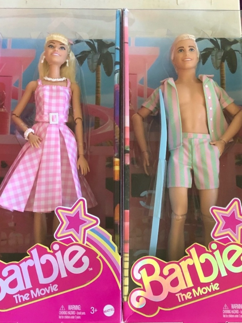 Authentic new Barbie Pink Gingham Dress & Ken Pastel Stripe Set by Barbie